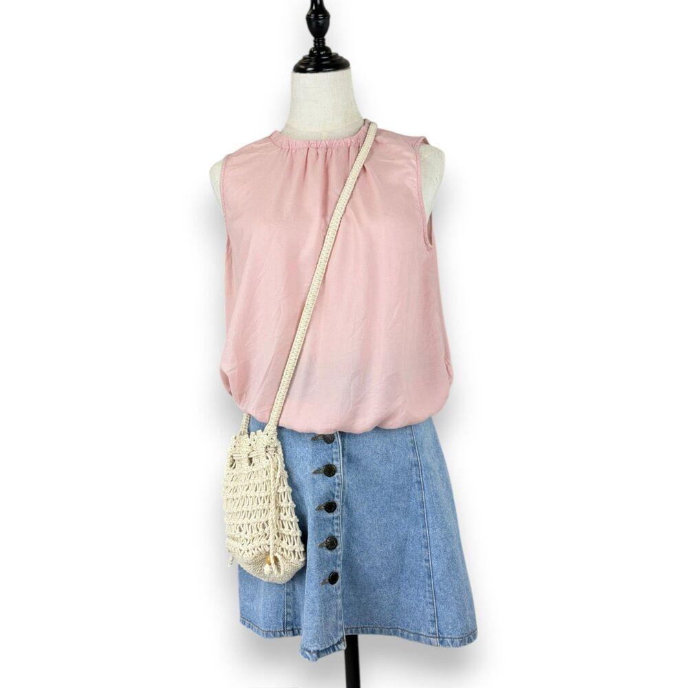 Cloth & Stone Anthropologie NWT Pink Sleeveless Bloused Soft Minimalist Top Sm